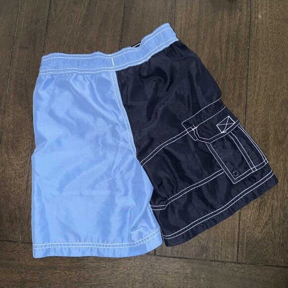 Nautica Boys Medium 5/6 Swim Trunks - Two Tone Blue - Drawstring - Picture 3 of 7